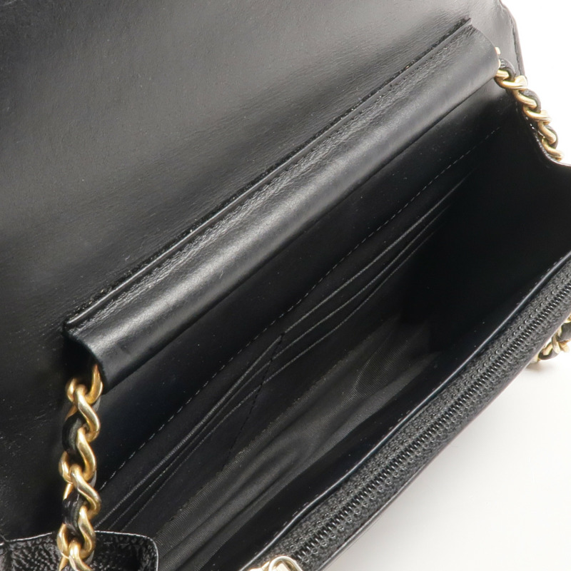 CHANEL 牛皮皮革WOC Wallet On Chain金扣鏈帶肩背袋-11