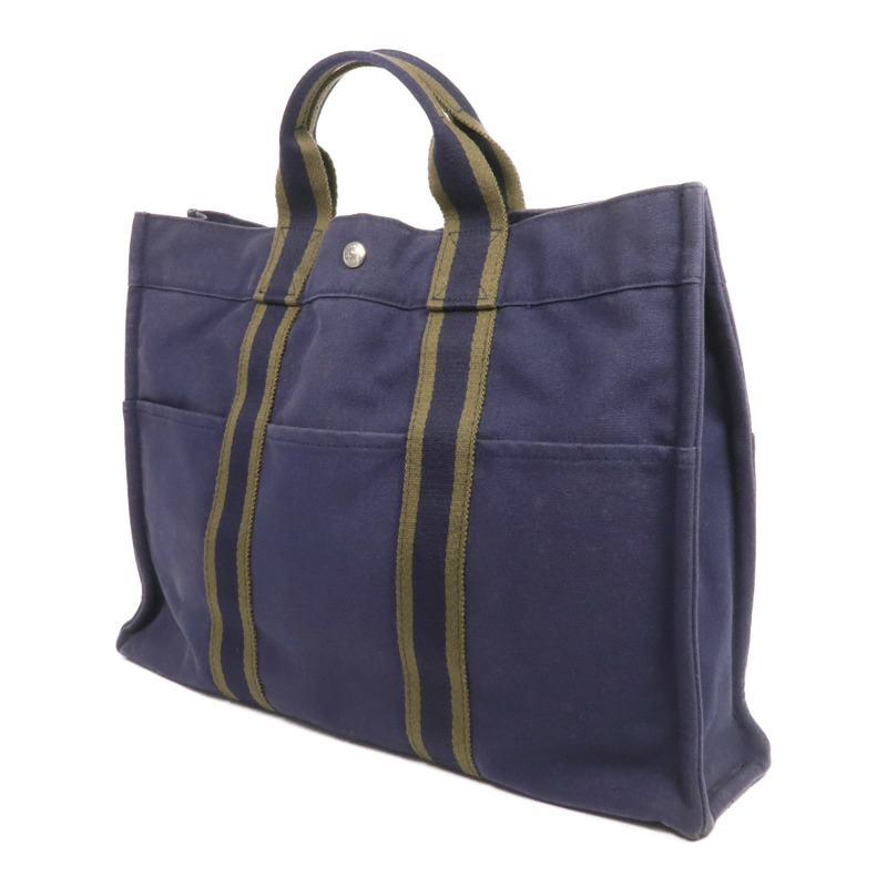 HERMES 帆布Herline MM銀扣手挽袋-2