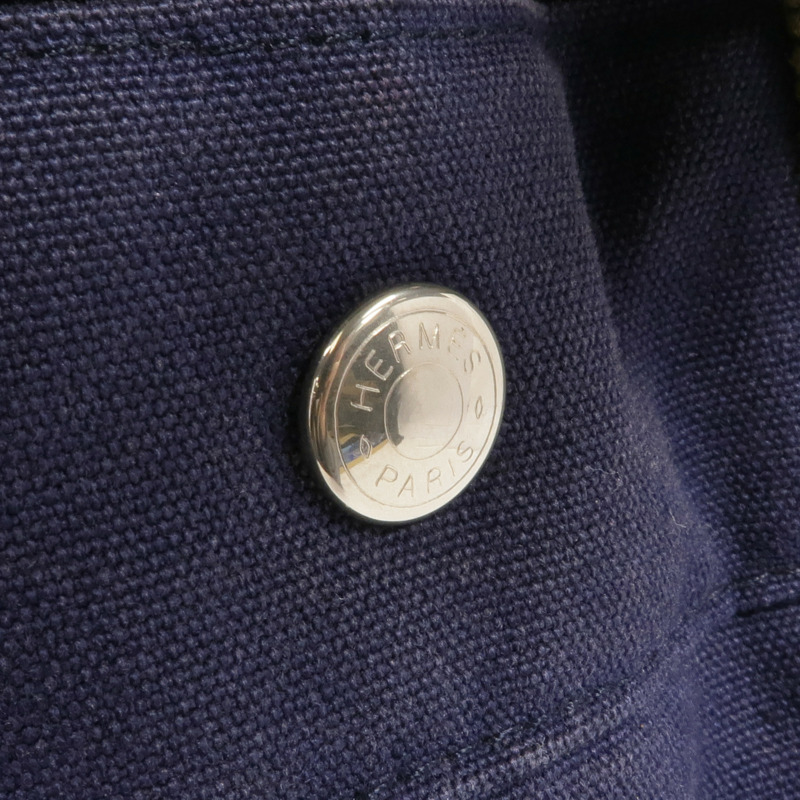 HERMES 帆布Herline MM銀扣手挽袋-11