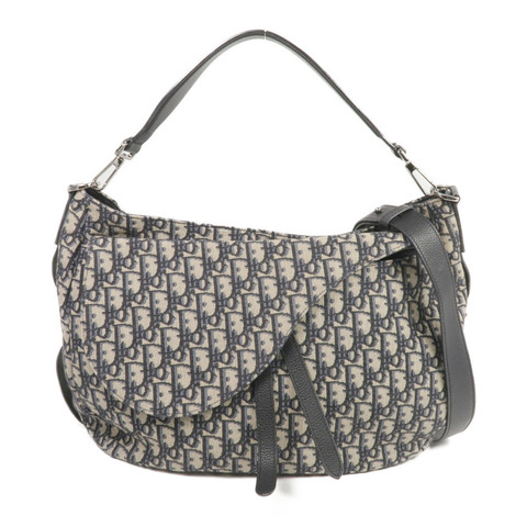 Dior 帆布Soft Saddle Bag銀扣手挽肩背兩用袋