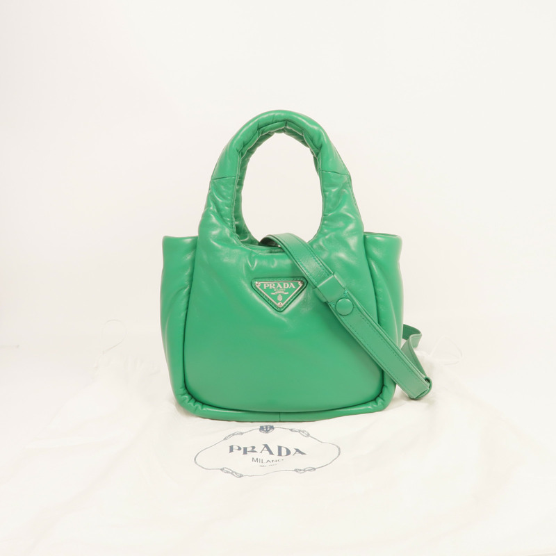 PRADA Nappa皮革Small Soft Padded Bag銀扣手挽肩背兩用袋-13