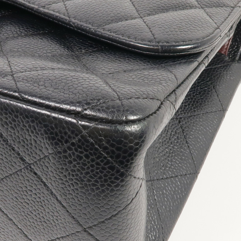 CHANEL 牛皮皮革Large Classic銀扣鏈帶肩背袋-5