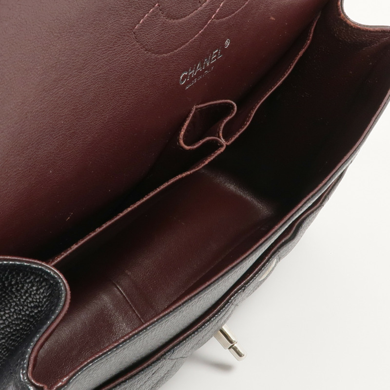 CHANEL 牛皮皮革Large Classic銀扣鏈帶肩背袋-10