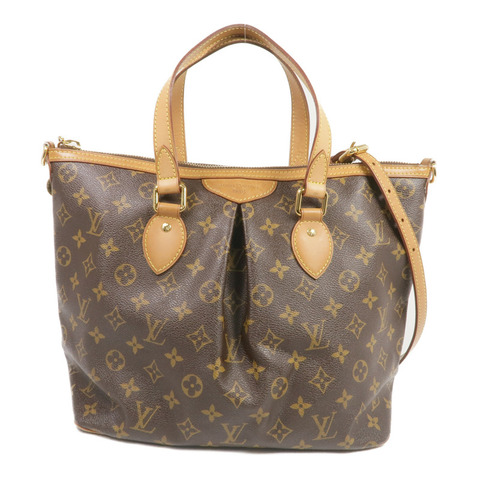 LOUIS VUITTON Monogram Palermo PM金扣手挽肩背兩用袋棕色