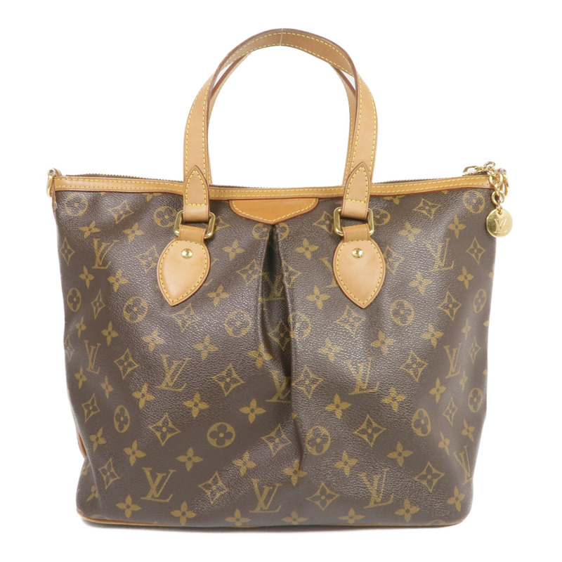 LOUIS VUITTON Monogram Palermo PM金扣手挽肩背兩用袋棕色-1