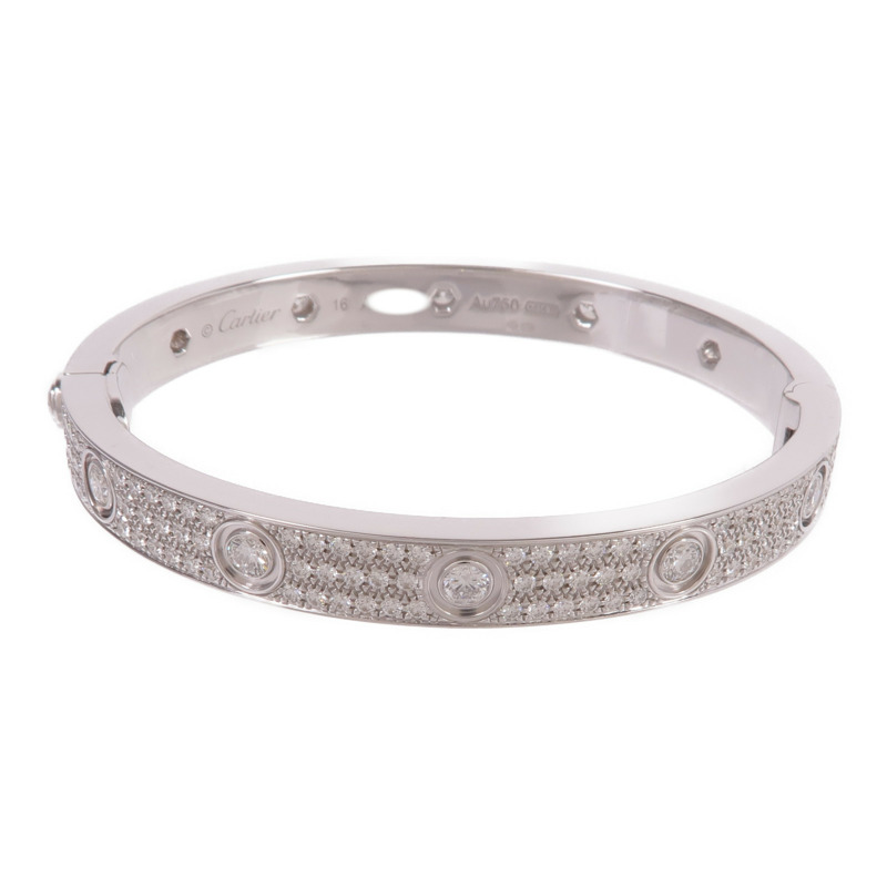 CARTIER 18K白金Love Bracelet Full Diamonds鑽石手鐲Cartier#16-0