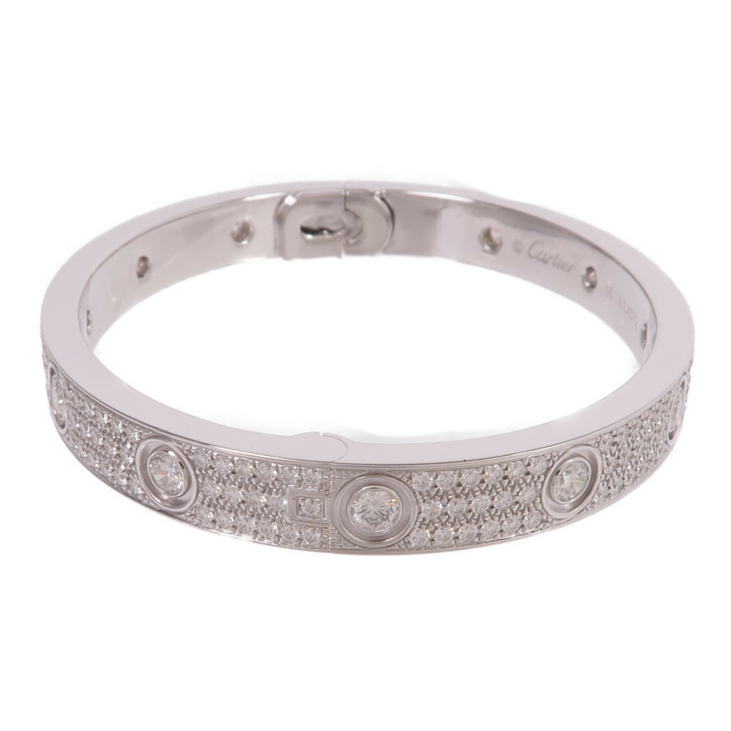 CARTIER 18K白金Love Bracelet Full Diamonds鑽石手鐲Cartier#16-1