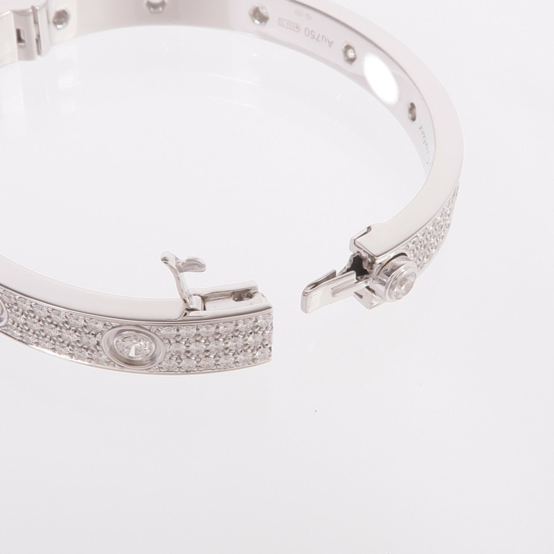 CARTIER 18K白金Love Bracelet Full Diamonds鑽石手鐲Cartier#16-8