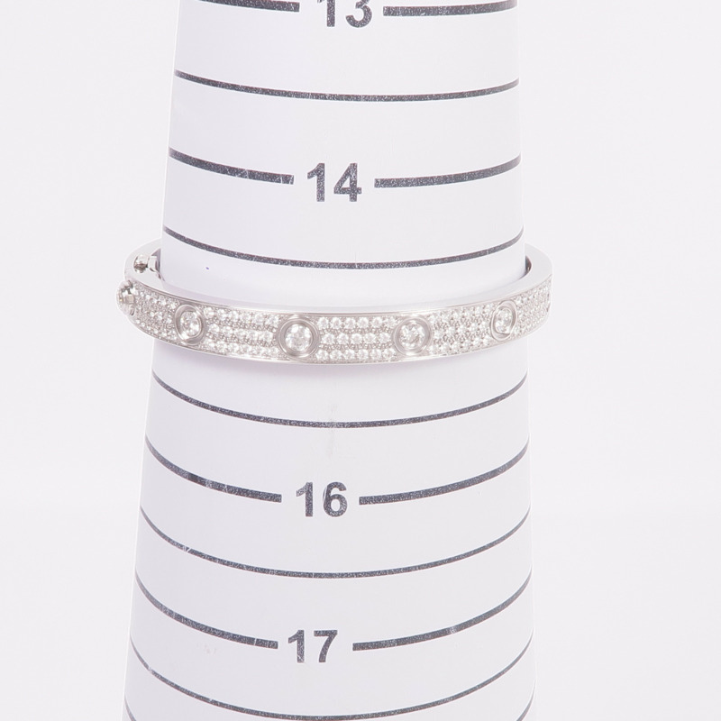 CARTIER 18K白金Love Bracelet Full Diamonds鑽石手鐲Cartier#16-10