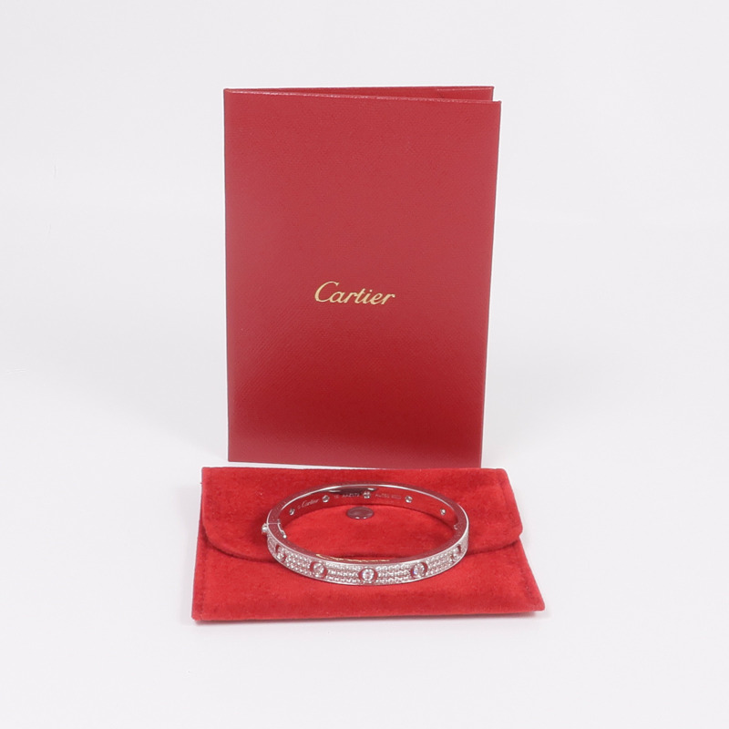 CARTIER 18K白金Love Bracelet Full Diamonds鑽石手鐲Cartier#16-11