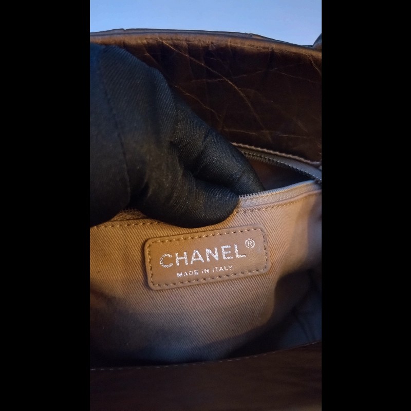 Chanel 古銅金皮革編織手提托特包-14