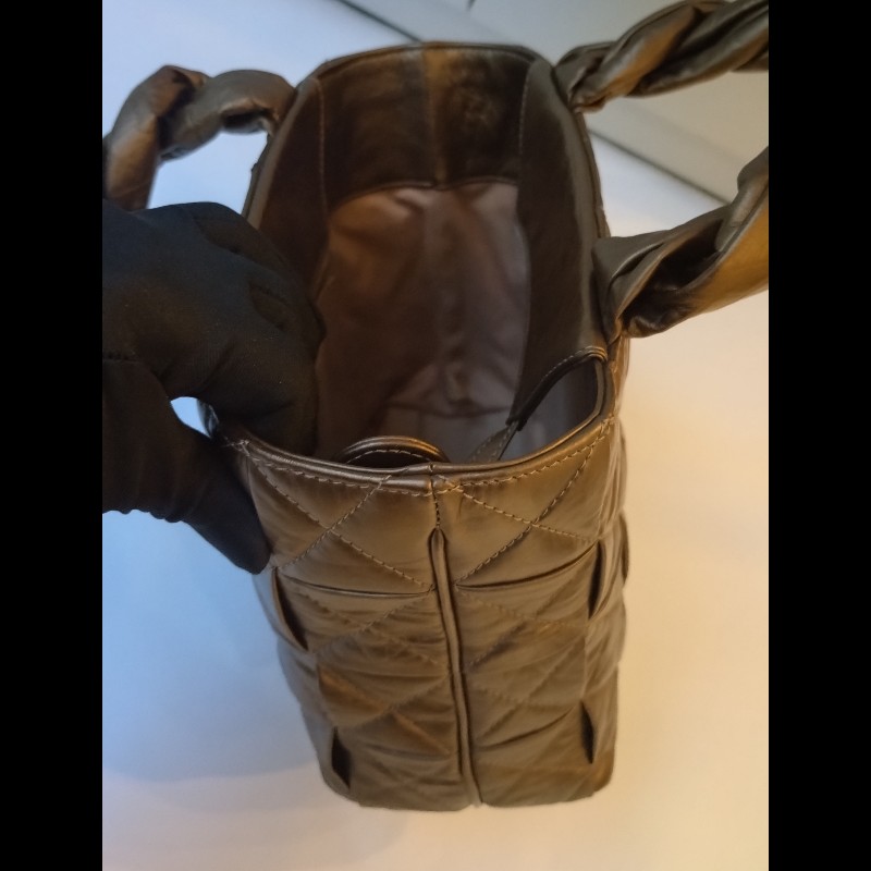 Chanel 古銅金皮革編織手提托特包-19