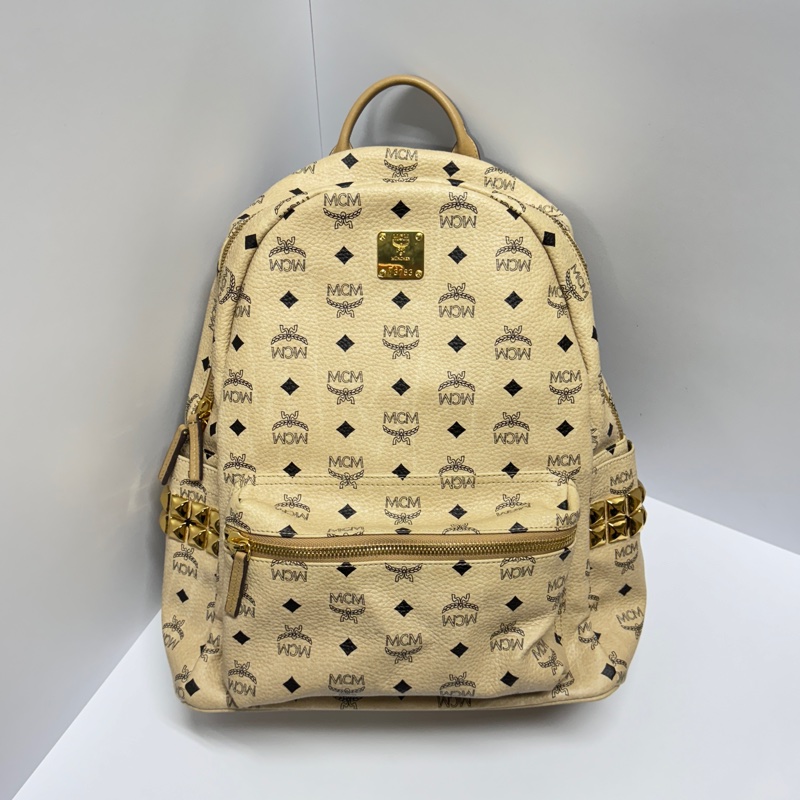 MCM 全牛皮高級款 牛皮革 後背包🎒 專櫃6萬多！-0