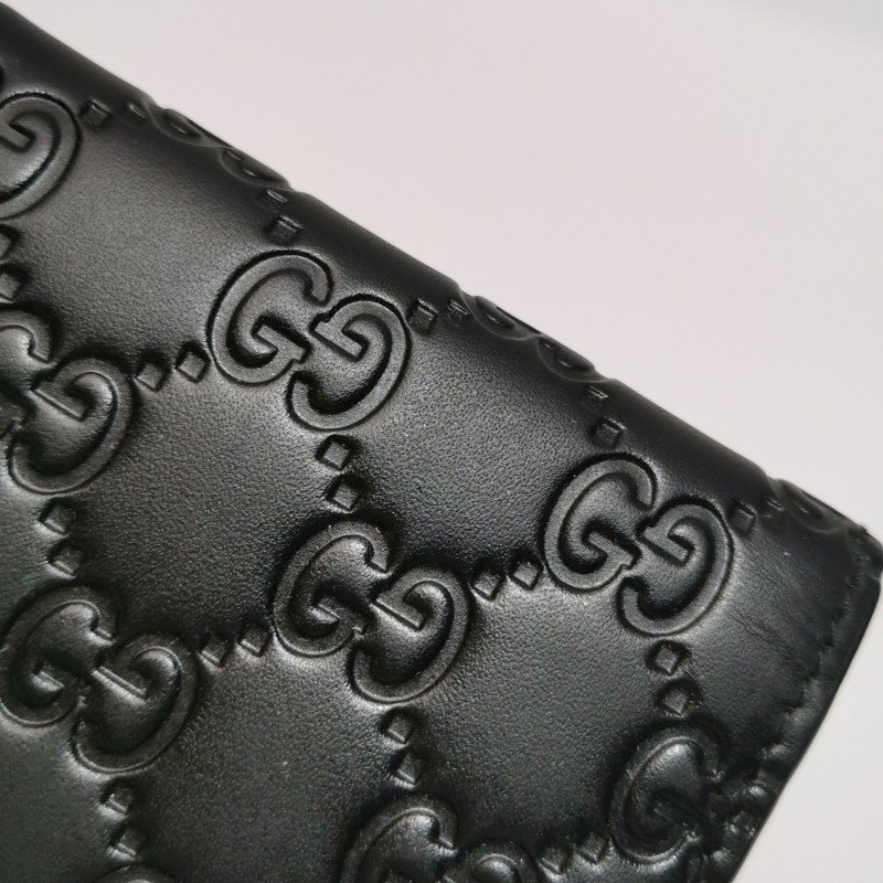 Gucci牛皮純色雙G老花壓紋蝴蝶結錢包-10