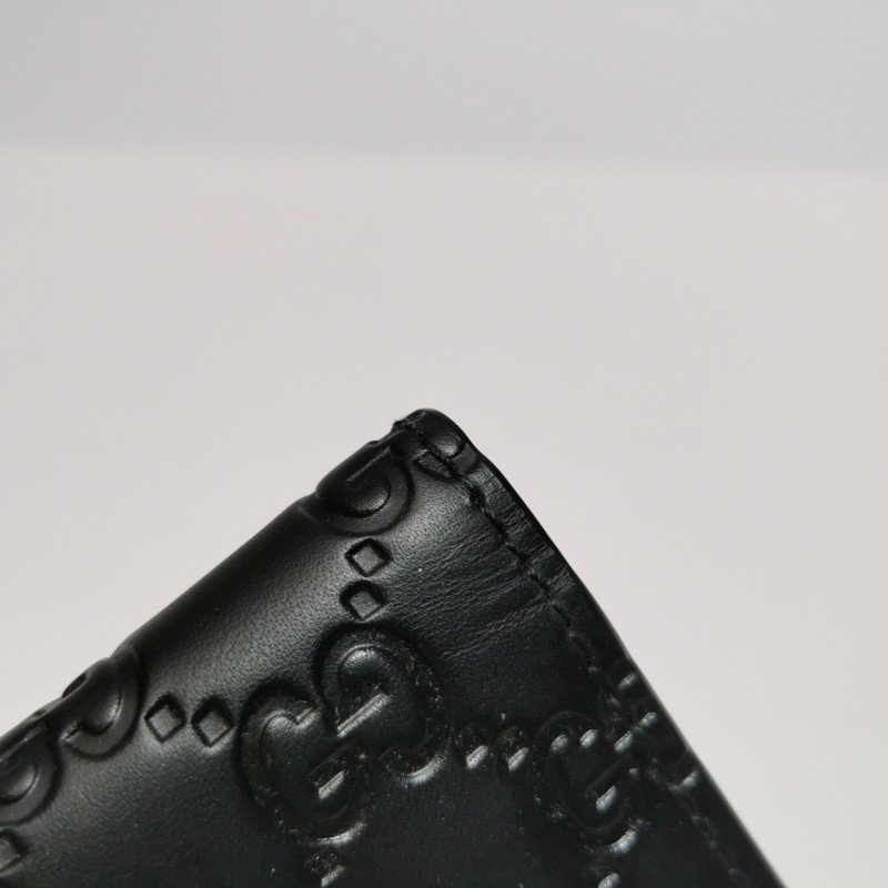 Gucci牛皮純色雙G老花壓紋蝴蝶結錢包-12