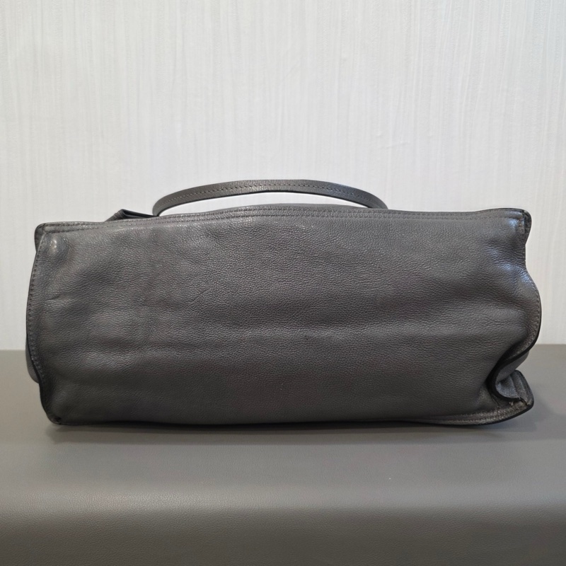 Prada藍標鐵灰色托特包-7