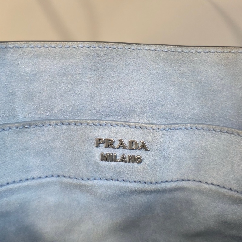 Prada藍標鐵灰色托特包-13
