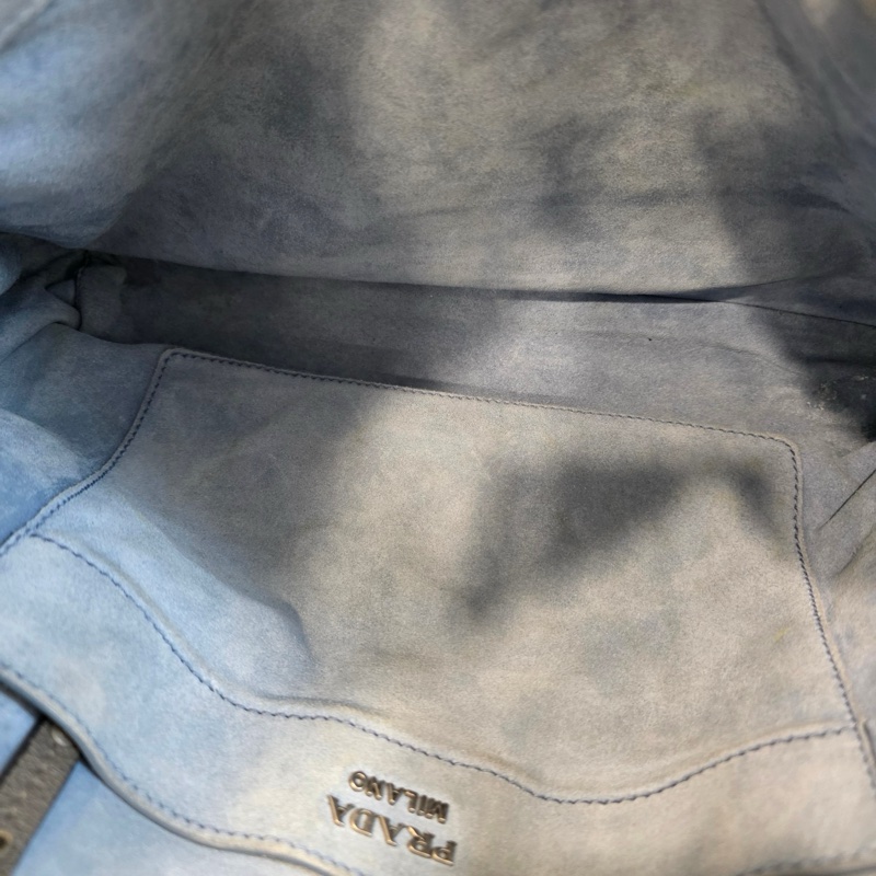 Prada藍標鐵灰色托特包-14