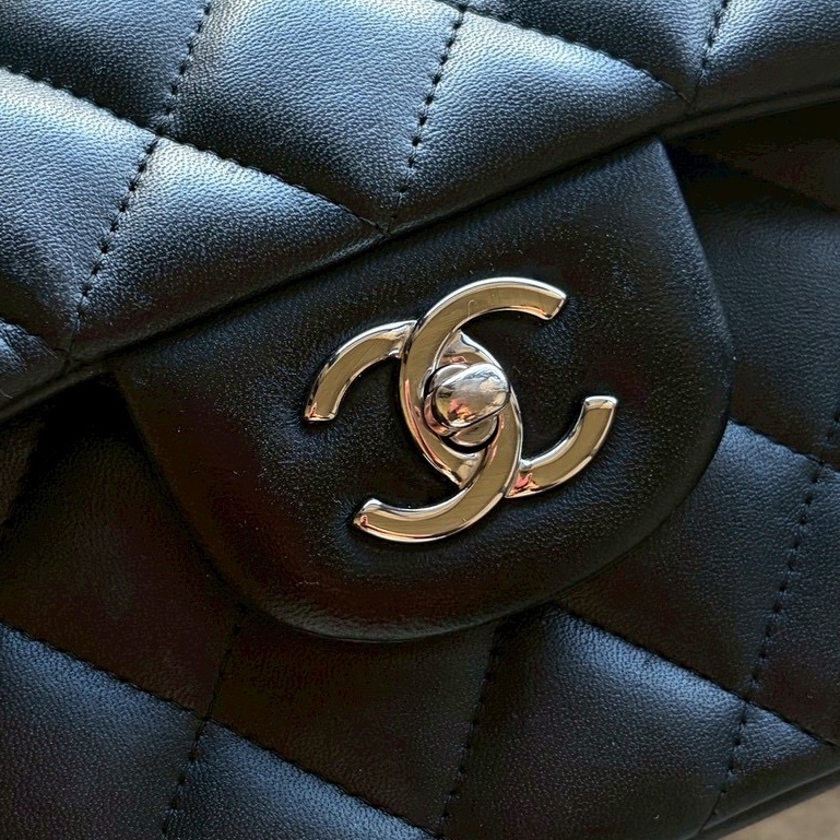 Chanel jumbo黑銀羊皮-20