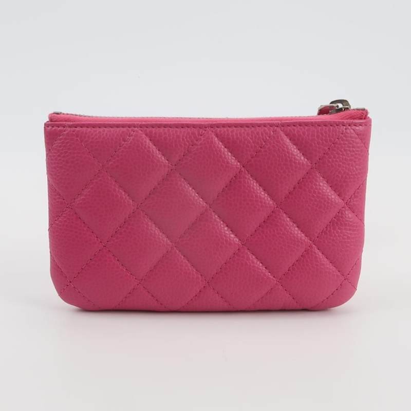 Chanel牛皮纯色菱格绗缝双CLogo拉链钱包-3