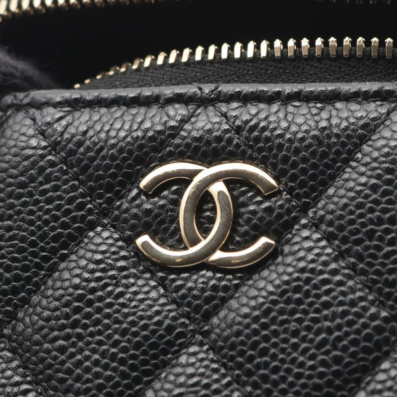 香奈兒女士魚子醬紋（粒面小牛皮）絎縫肩背包，黑色-7