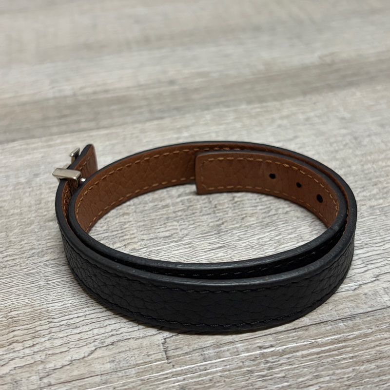 Lv黑銀皮革手環-8