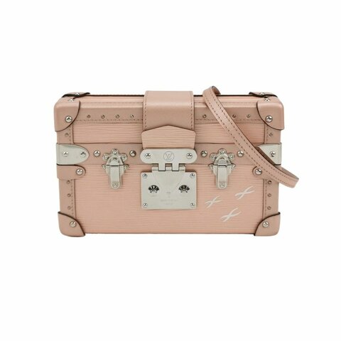 Louis Vuitton(LV)Petite Malle小盒子小號牛皮水波紋S-lock鎖扣斜挎包單肩包