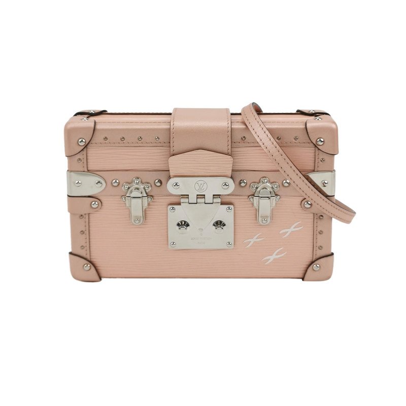 Louis Vuitton(LV)Petite Malle小盒子小號牛皮水波紋S-lock鎖扣斜挎包單肩包-0