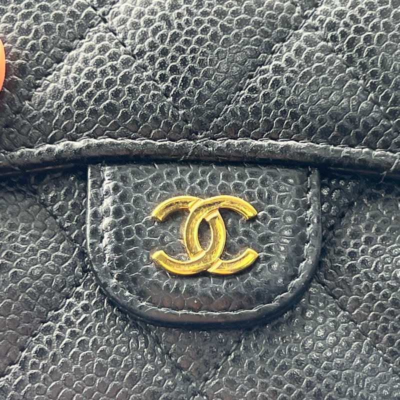 💗香緹國際精品💗 681 Chanel 黑金荔枝牛短夾-1