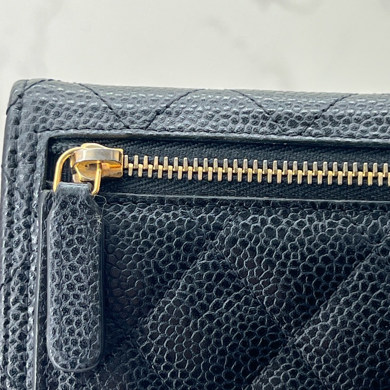 💗香緹國際精品💗 681 Chanel 黑金荔枝牛短夾-4