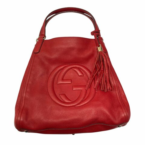 GUCCI 古馳 282309 SOHO TOTE 牛皮 紅色 托特包