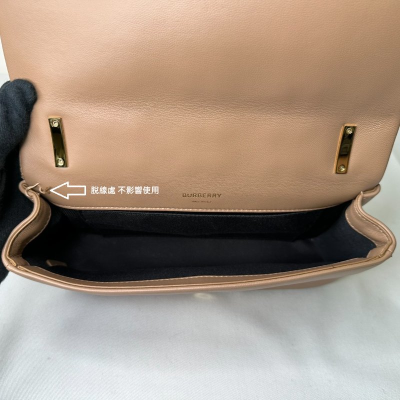 BURBERRY Lola TB縫格紋皮革鏈包-5