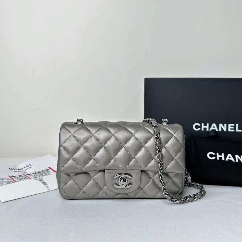 CHANEL CF 20金屬灰鏈帶包-0