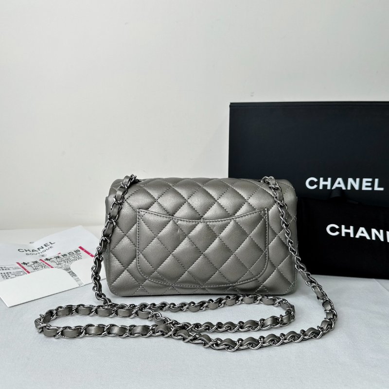 CHANEL CF 20金屬灰鏈帶包-1