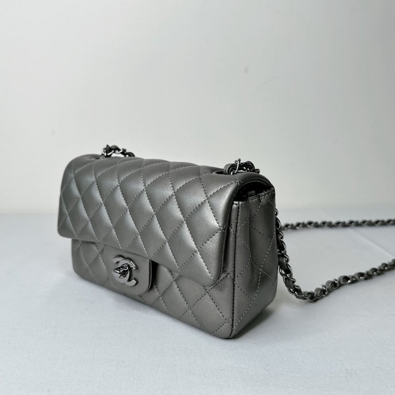 CHANEL CF 20金屬灰鏈帶包-2