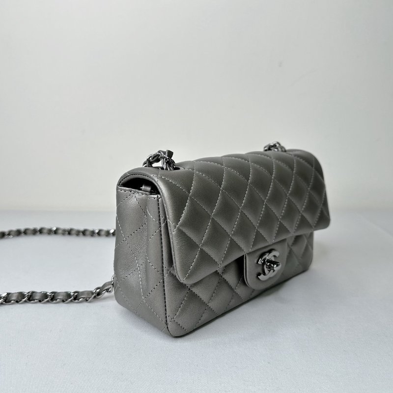 CHANEL CF 20金屬灰鏈帶包-3