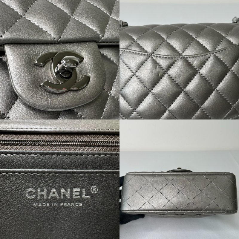 CHANEL CF 20金屬灰鏈帶包-8