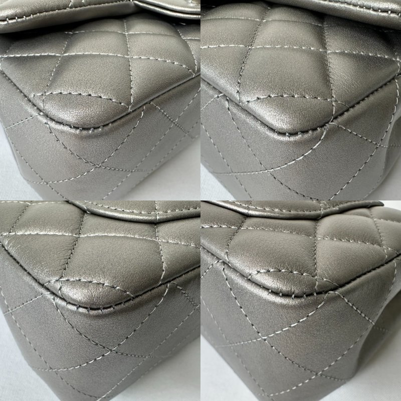 CHANEL CF 20金屬灰鏈帶包-9