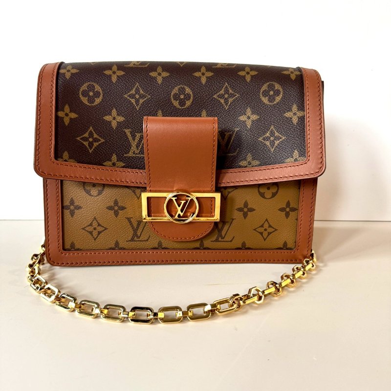 LV DAUPHINE 達芙妮 MM 中號 拼色 金鍊 斜背包 M44391-0