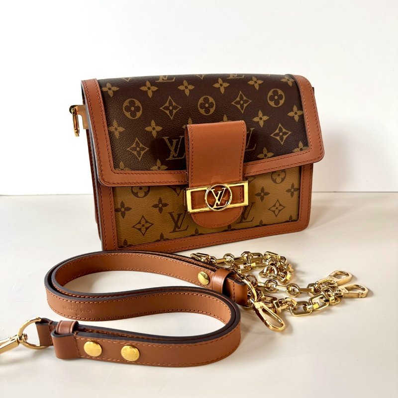 LV DAUPHINE 達芙妮 MM 中號 拼色 金鍊 斜背包 M44391-2