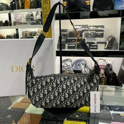 東區正精品㊣DIOR M2416UTZD D-Journey 藍色老花丹寧布帆布金釦手提包肩背包 RZ6099
