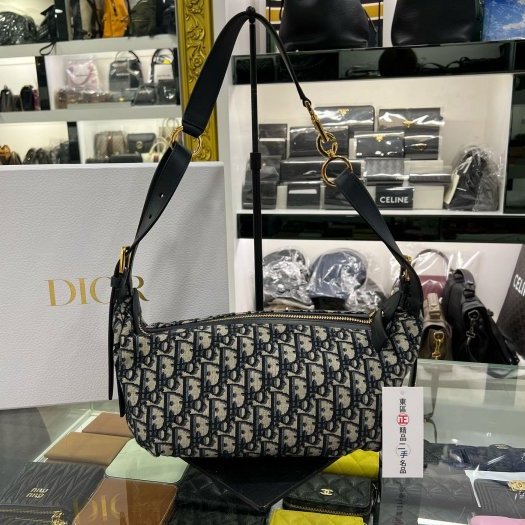 東區正精品㊣DIOR M2416UTZD D-Journey 藍色老花丹寧布帆布金釦手提包肩背包 RZ6099-0