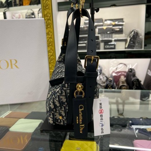 東區正精品㊣DIOR M2416UTZD D-Journey 藍色老花丹寧布帆布金釦手提包肩背包 RZ6099-1