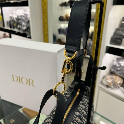 東區正精品㊣DIOR M2416UTZD D-Journey 藍色老花丹寧布帆布金釦手提包肩背包 RZ6099-5