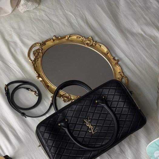 YSL好美好有氣質的黑金二用波士頓包-1