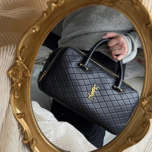 YSL好美好有氣質的黑金二用波士頓包-2