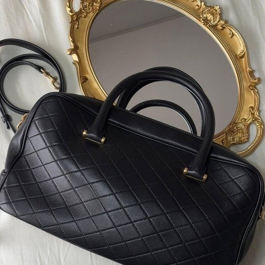 YSL好美好有氣質的黑金二用波士頓包-4