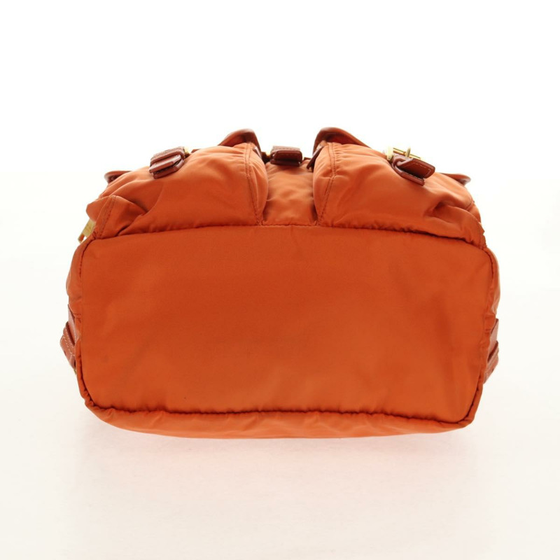 【日本直送】PRADA 雙肩包 尼龍 橘色 金色 正品 155325V-4