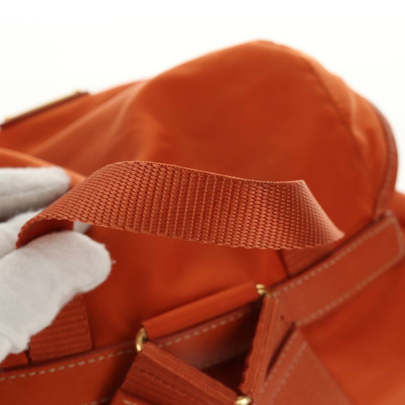 【日本直送】PRADA 雙肩包 尼龍 橘色 金色 正品 155325V-6