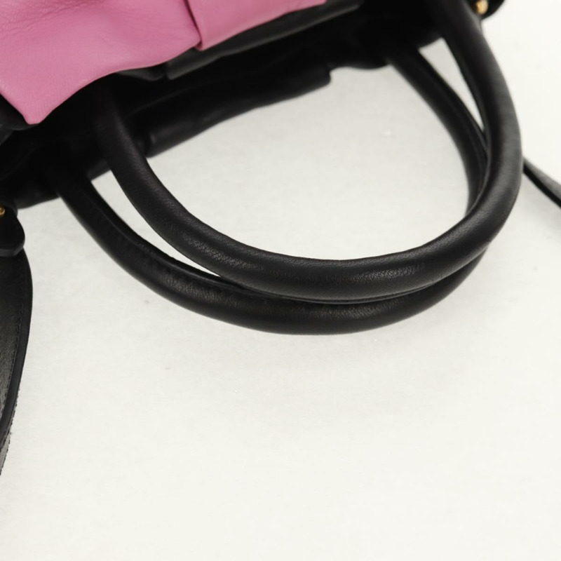 【日本直送】PRADA Ribbon 手提包 皮革 2way 黑色 金色 Auth 155326V-6